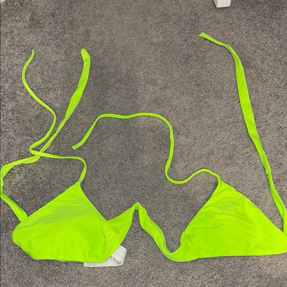 Neon criss cross Green Bikini Top